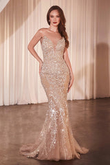 Roxanna Gown - Crystal & Pearl Gown with Overskirt