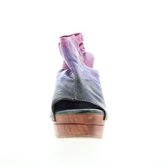 Bed Stu Imelda F399012 Womens Purple Leather Hook & Loop Wedges Heels Shoes