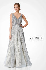 Ivonne D 221D45 Long Beaded Lace Formal A Line Evening Dress