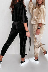 Style Code Velvet Tracksuit Zipper Sweatshirt Pants Set