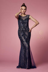 Fit and Flare Long Prom Dress