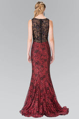 Flower Embellished Long Prom Dress Formal