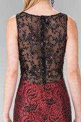 Flower Embellished Long Prom Dress Formal