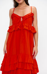 Freya Maxi Dress ~ Rouge Red Voile