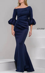 Jovani 39739 Long Formal Pleated Trumpet Dress