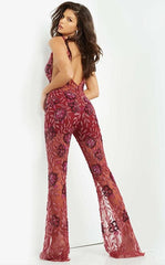 Jovani 04402 Sexy Formal Halter Beaded Jumpsuit