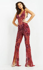 Jovani 04402 Sexy Formal Halter Beaded Jumpsuit