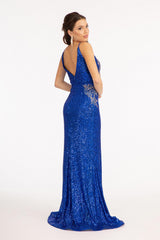 Long Formal Sequined Mermaid Prom Dress