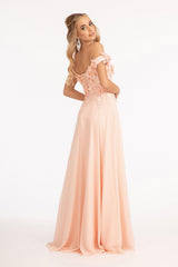 Long Off Shoulder Formal Chiffon Prom Gown