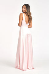 Long Sleeveless Formal Bridesmaid Satin Dress