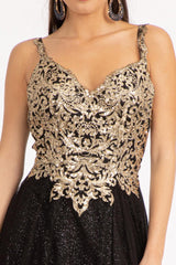 Long Sleeveless Formal Glitter Prom Slit Dress
