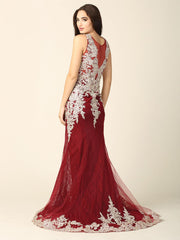 Long Sleeveless Formal Mermaid Lace Prom Dress