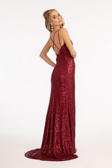 Long Spaghetti Strap Mermaid Evening Dress