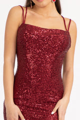 Long Spaghetti Strap Mermaid Evening Dress