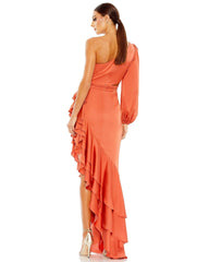 High Low One Shoulder Prom Dress One Shoulder Detail Mac Duggal 49531