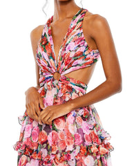 Long Floral Chiffon Prom Gown Floral Chiffon Fabric Mac Duggal 68076