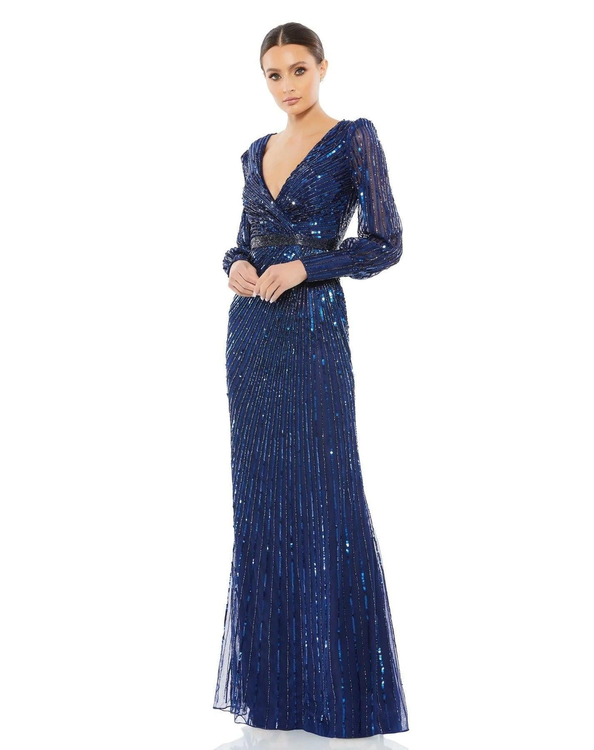 Long Formal Beaded Evening Dress Beaded Detail Mac Duggal 5501