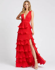 Long Formal Chiffon Prom Gown Chiffon Fabric Mac Duggal 49054