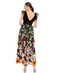 Long Formal Floral Prom Dress Floral Detail Mac Duggal 68204