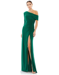 Long One Shoulder Fitted Prom Gown One Shoulder Detail Mac Duggal 26570