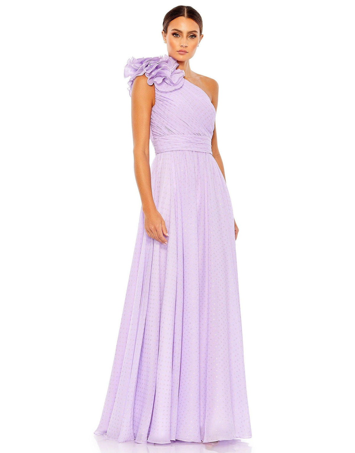 Long One Shoulder Formal Prom Gown One Shoulder Detail Mac Duggal 49536