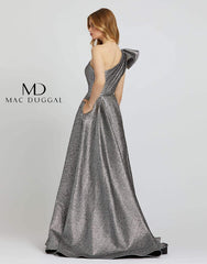 Long One Shoulder Metallic Prom Ball Gown by Mac Duggal 67297