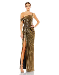 Prom Long Formal Metallic Dress Metallic Fabric Mac Duggal 26728
