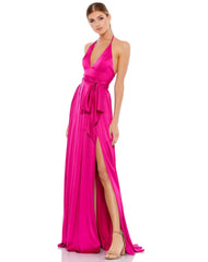 Prom Long Halter Pleated Dress Pleated Detail Mac Duggal 26531