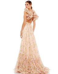 Ruffled Floral Cut-Out Chiffon Gown by Mac Duggal 67803