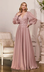 Full Sleeve Long Formal Mother of the Bride Dress by LaDivine CD0183