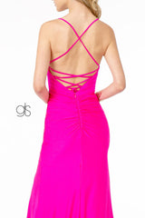 Mermaid Ruched Jersey Long Prom Dress