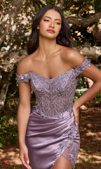 Long Corset Off Shoulder Prom Dress Gown by LaDivine CD0186