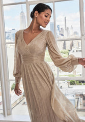 MGNY Madeline Gardner New York 73111 Long Sleeve Metallic Formal Dress