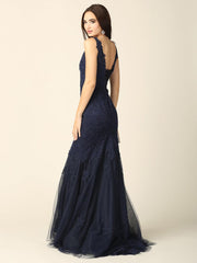 Prom Long Sleeveless Formal Fitted Lace Dress