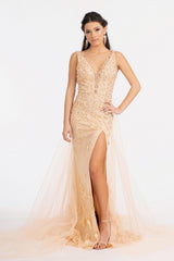 Prom Long Sleeveless Formal Mesh Mermaid Gown