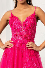 Prom Long Spaghetti Strap Mesh Formal Dress
